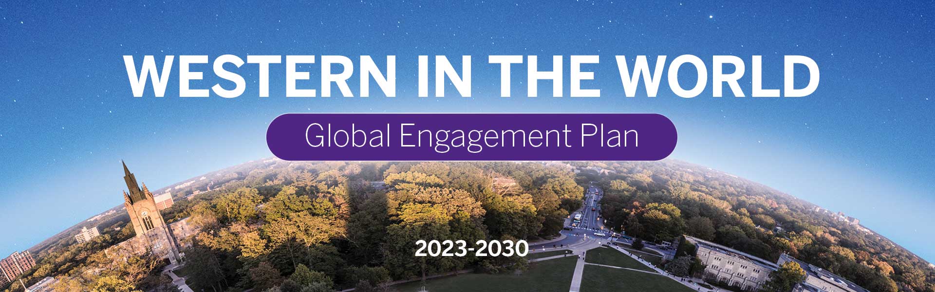 Text that says "Western in the World: Global Engagement Plan. 2023-2030"