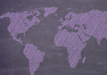 world map drawn on chalkboard