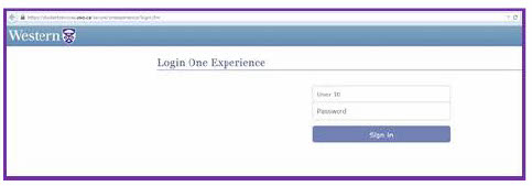 screenshot of One Experience login information