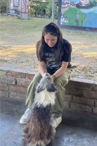 Christina with a dog