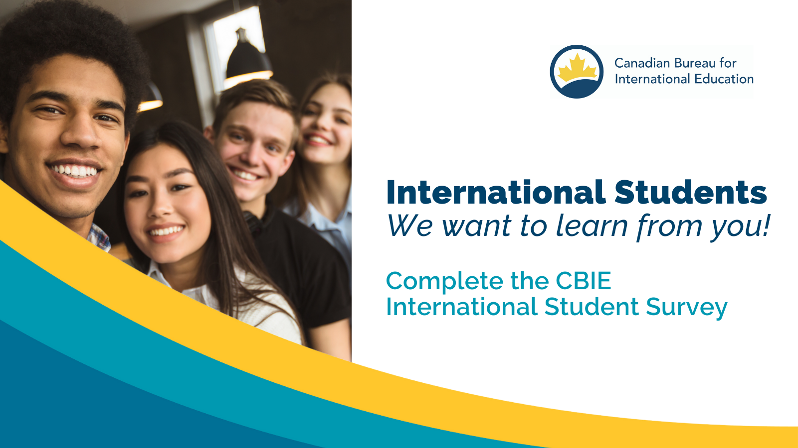 CBIE survey with smiling students and CBIE logo