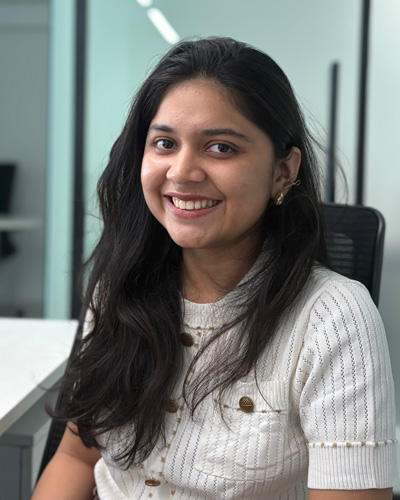 Nirvi at her workspace