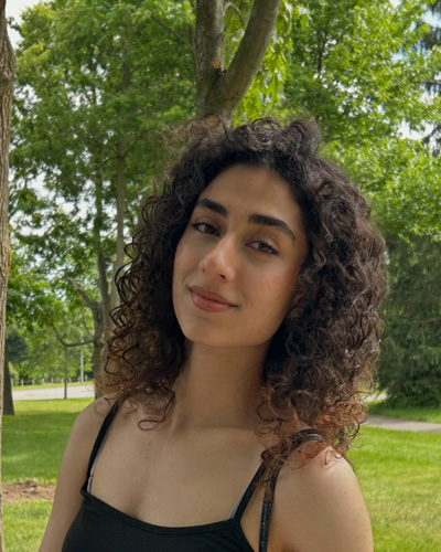 Sara S on a walk on campus