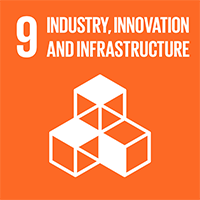 9. Industry, Innovation and Infrastructure. Three cubes stacked in a pyramid.